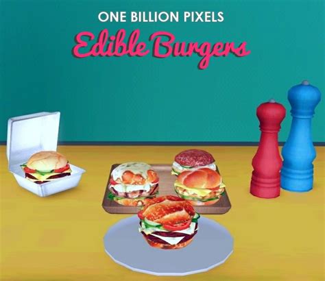 One Billion Pixels Edible Burgers Sims 4 Food Sims 4 Custom Food