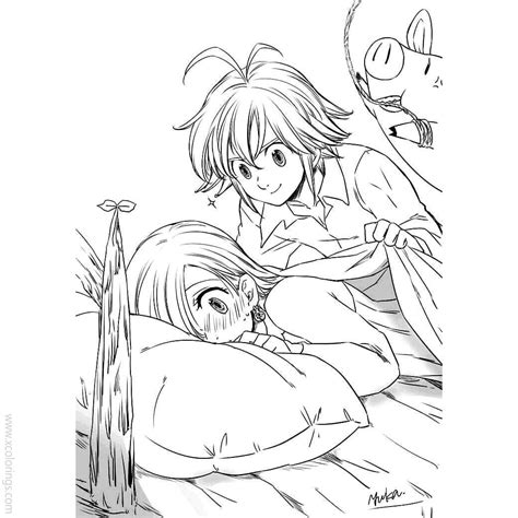 Meliodas, elizabeth liones, angel wings, nanatsu no taizai, 4k, #6.1510. Melodias from The Seven Deadly Sins Coloring Pages Nanatsu ...