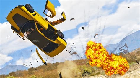Gta 5 Car Explosions And Accidents Lost Control Of The Car Youtube