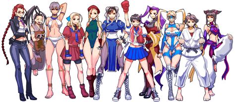 Chun Li Cammy White Han Juri Kasugano Sakura Rainbow Mika And 6 More Street Fighter Drawn