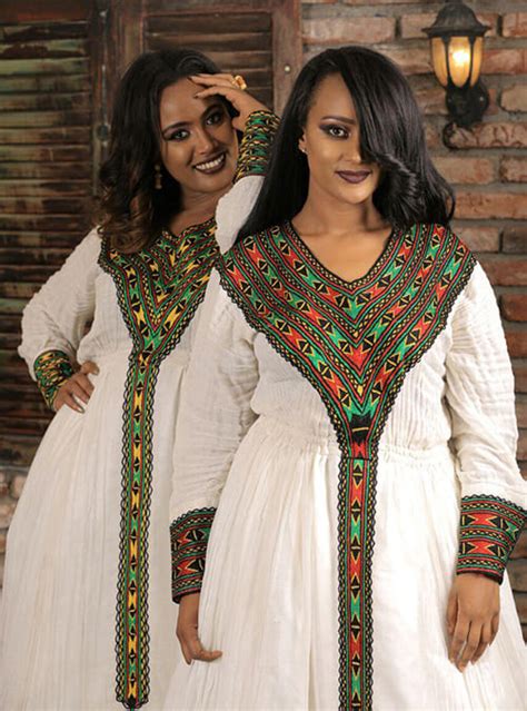 Rainbow Style Ethio Eritrean Traditional Dress Habesha Kemis