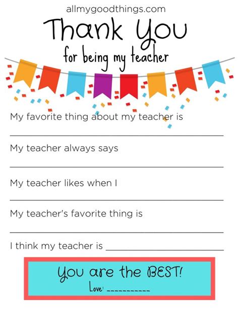 Free Printable Teacher Appreciation Week Cards
