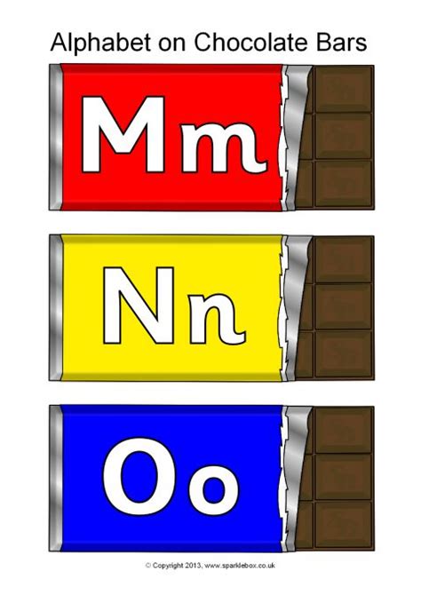 Alphabet On Chocolate Bars Uppercase With Lowercase Sb9985 Sparklebox