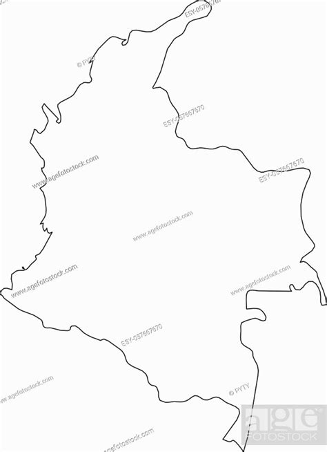 Colombia Solid Black Outline Border Map Of Country Area Foto De