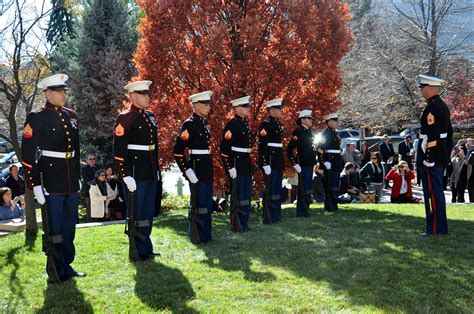 1142013 A Us Marine Corps Honor Guard Prepares To Present The 21