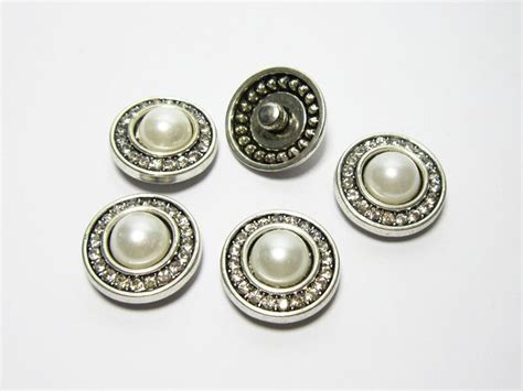 Buy Rhinestone Pearl Button Snap Caps Interchangeable