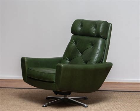 Office chair computer desk swivel pu leather study gaming chair blue green black. 1960 Bottle Green Leather Swivel and Rocking Lounge Chair ...