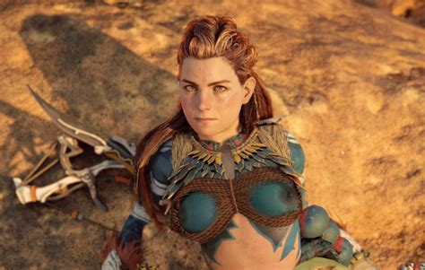 Rule 34 1girls 3d Accurate Art Style Aloy Alternate Costume Angry Areolae Bodypaint Breasts