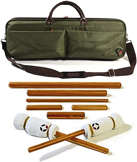 Vulsini Mobile Bamboo Heating Bag And 8 Piece Bamboo Massage Stick Kit