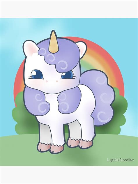 Kawaii Unicorn And Rainbow Poster By Lyddiedoodles Redbubble