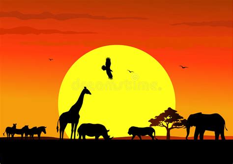 Sunset Safari Stock Vector Illustration Of Creature 31706969