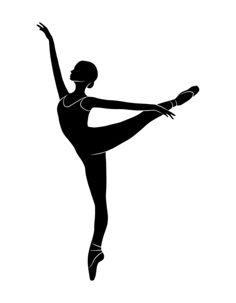 Ballet Dancer Full Body Shape Vector Isolated Shadow Simple Black
