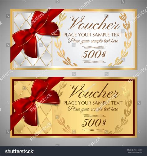 Voucher T Certificate Coupon Template White And Gold Background
