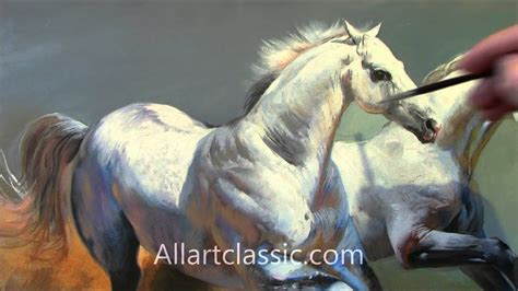 Hd Video Of Oil Painting Running Horses Youtube