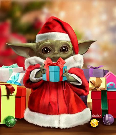 Baby Merry Christmas From Baby Yoda By Mailinh Starwars Baby