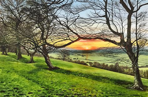 Rebecca Ann Wilmer Landscape Painting Of Winter Trees In England By