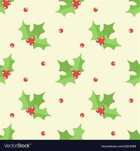 Christmas Mistletoe Seamless Pattern Background Vector Image