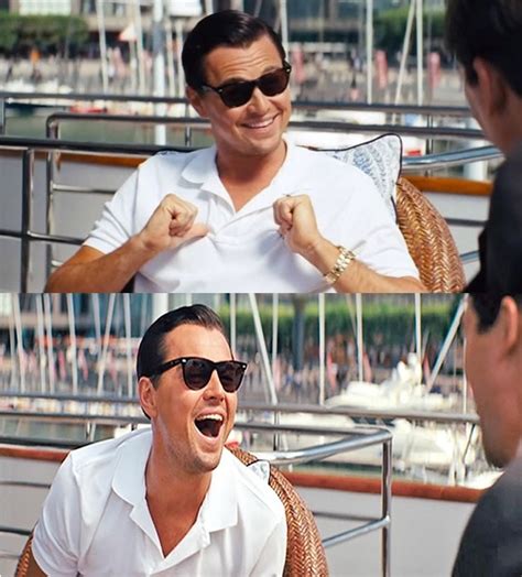 The particular scene involves mcconaughey's character mark hanna asking leonardo dicaprio's character jordan belfort how many times per week he masturbates, afterward. wolf of wall street Laughing Leo | Meme Generator