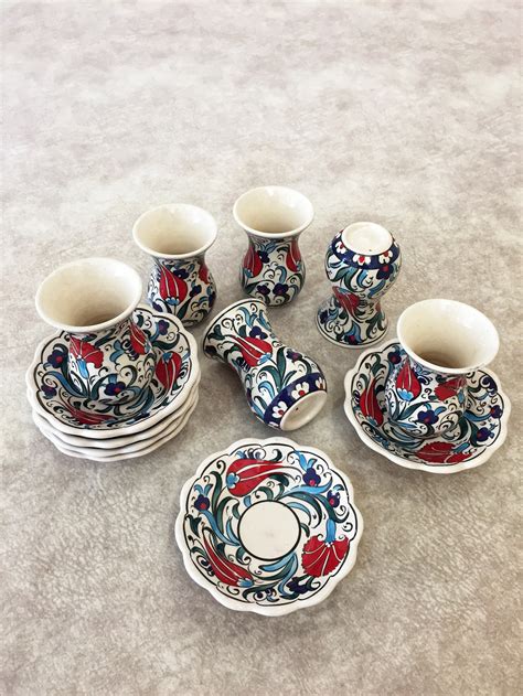 6x Turkish Tea Ceramic Set Ceramic Tea Cups With Saucers Of Etsy