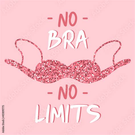 No Bra Day 13 October Card Lettering With Glitter Bra Concept Of