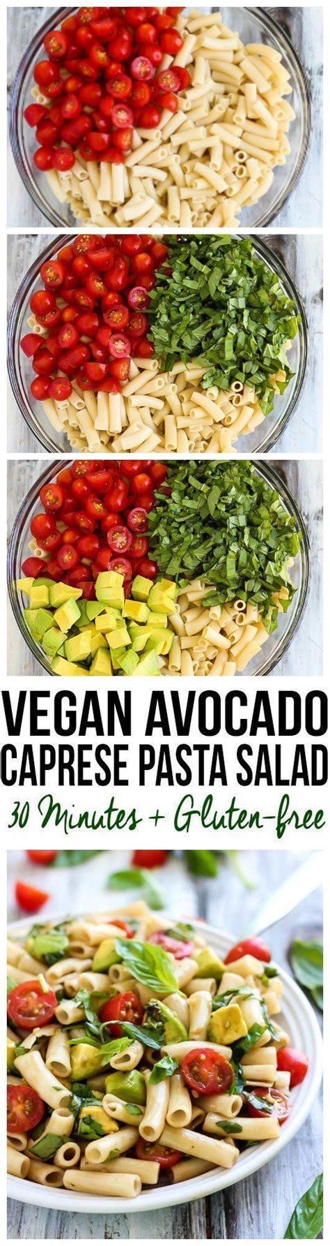Instructions to prepare in pasta salad form, toss cooked pasta, halved cherry tomatoes, basil, mozzarella and enough olive oil to lightly coat pasta in a large mixing bowl. Vegan Avocado Caprese Pasta Salad | Recipe | Vegan recipes ...