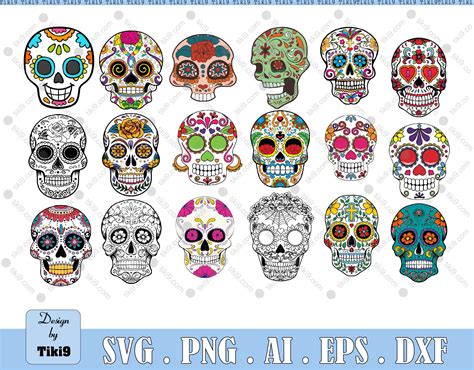 Sugar Skull Svg Bundle Sugar Skull Svg Bundle Eps Dxf Ai Png