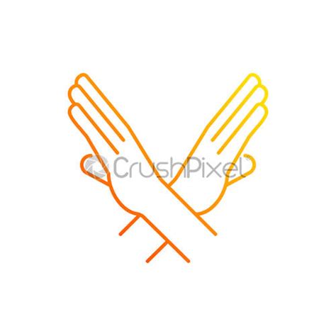 Crossed Arms Stop Gesture Chalk White Icon On Black Background Stock