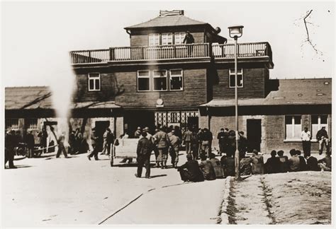 Visitors Gather At The Entrance To The Buchenwald Concentration Camp