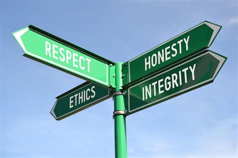 Premium Photo Respect Honesty Ethics Integrity Signpost With Four Arrows