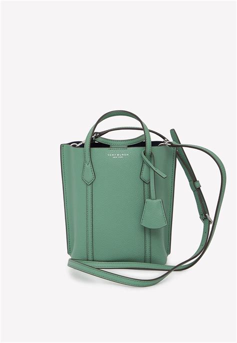 Tory Burch Mini Perry Tote Bag In Leather In Green Lyst