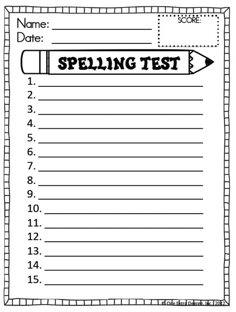 One Extra Degree Free Spelling Test Template