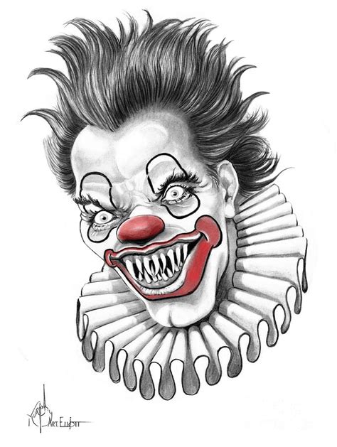 Evil Clown Drawing By Murphy Elliott Fine Art America