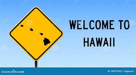 Hawaii Map On Road Sign Stock Vector Illustration Of Attention