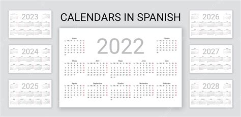Premium Vector Spanish Calendar 2022 2023 2024 2025 2026 2027
