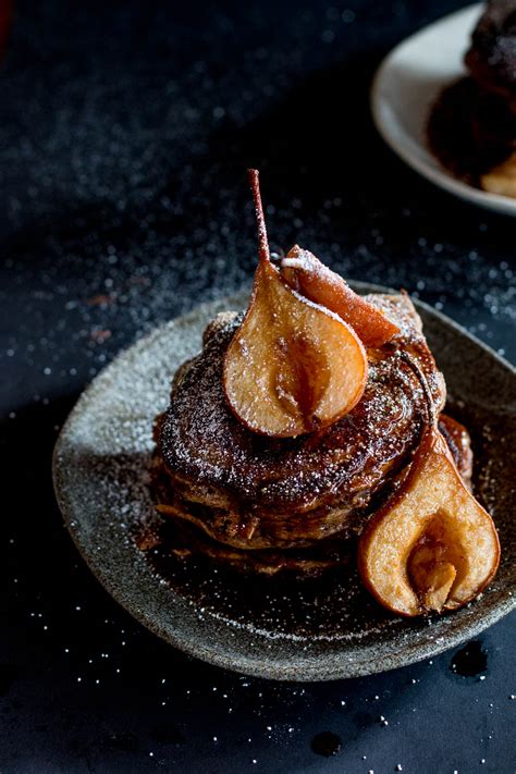 Sticky Date Pancakes With Butterscotch Sauce And Roasted Pears The