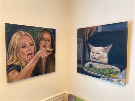 Woman Yelling At The Cat Meme Two Separate Pieces From The Etsy