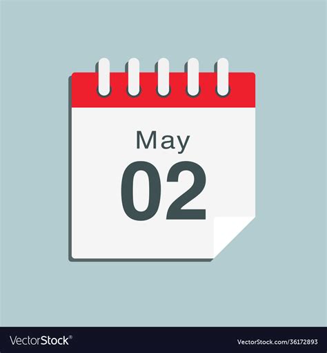 Icon Day Date 2 May Template Calendar Page Vector Image