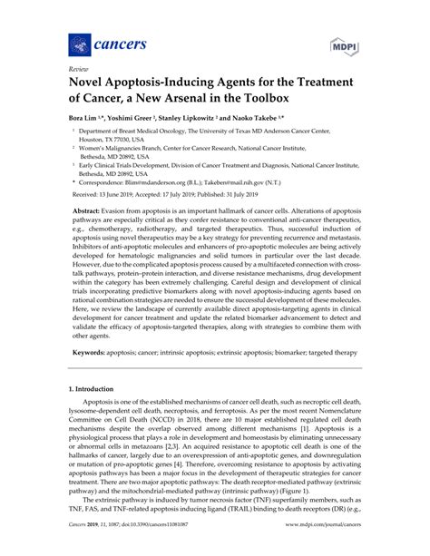Pdf Novel Apoptosis Inducing Agents For The Treatment Of Cancer A