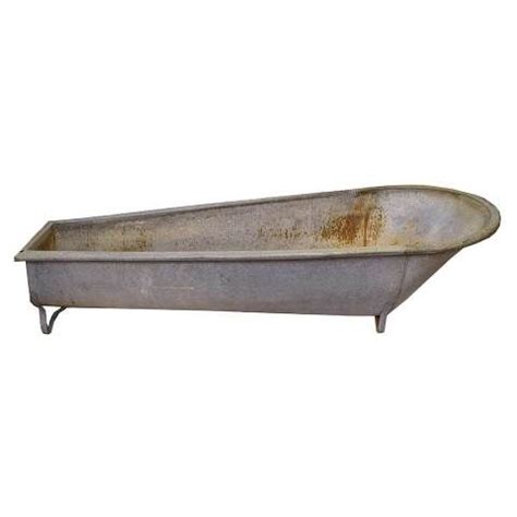 Vintage industrial french galvanized bathtub water. Vintage/antique galvanized metal cowboy tub. | Vintage ...