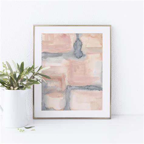 Blush Pink Gray Abstract Wall Print Neutral Abstract Art Modern