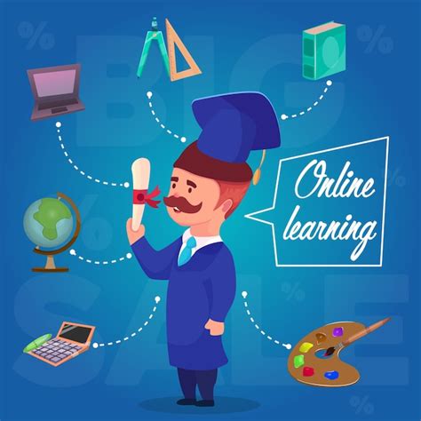 Free Vector Online Learning Character Concept Illustration