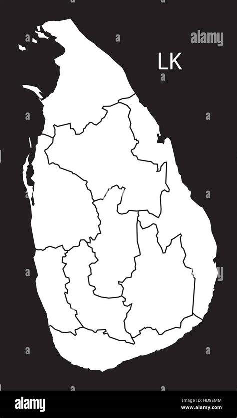 Sri Lanka Provinces Map Black And White Illustration Stock Vector Image