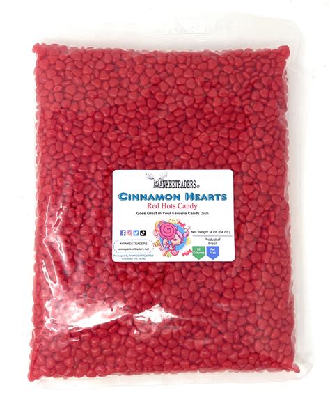 Yankeetraders Cinnamon Red Hot Hearts Candy 4 Pound Bulk