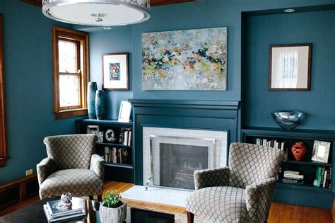 15 beautiful dark blue wall design ideas. dark blue feature wall living room home decorators ...
