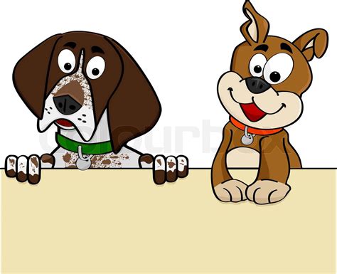 Dogs Looking Over Wall Stock Vector Colourbox