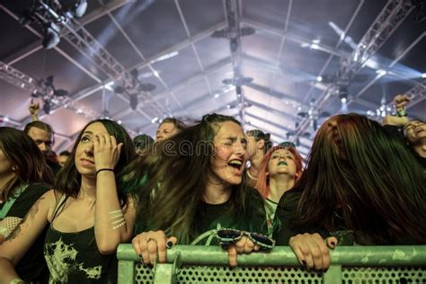 Crowd Of People Headbanging And Partying Editorial Photo Image Of