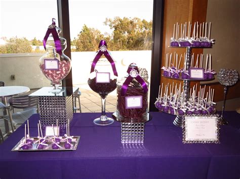 dark purple and diamond candy table by oc sugar mama purple and silver wedding silver wedding