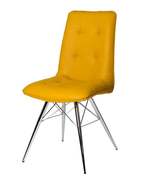 Dining room chairs set of 4, fabric chair for living room 4 pieces (yellow). Tampa Yellow Leather Eames Style Modern Dining Chair