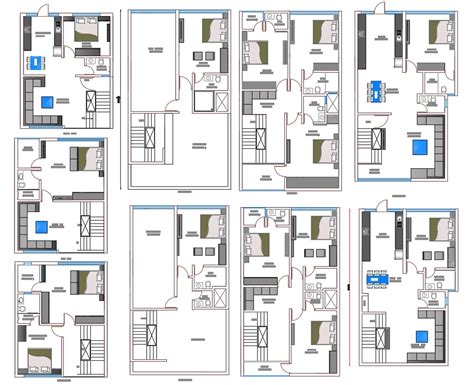 Row House Plan In Autocad Designinte Com