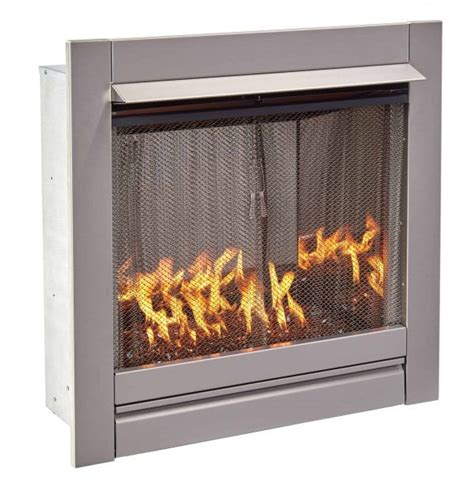 Duluth Forge Vent Free Stainless Outdoor Gas Fireplace Insert With Copper Fire Glass Media